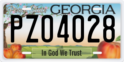 GA license plate PZO4028