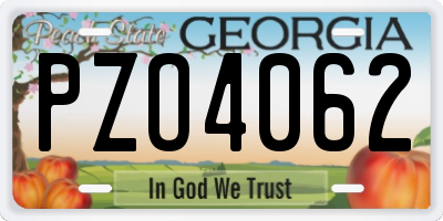 GA license plate PZO4062