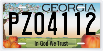 GA license plate PZO4112
