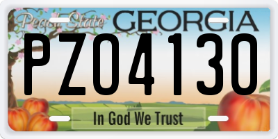 GA license plate PZO4130
