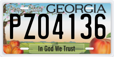 GA license plate PZO4136