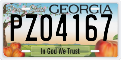 GA license plate PZO4167