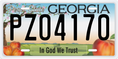 GA license plate PZO4170