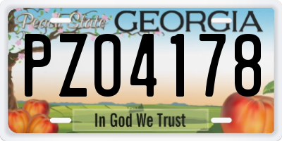 GA license plate PZO4178