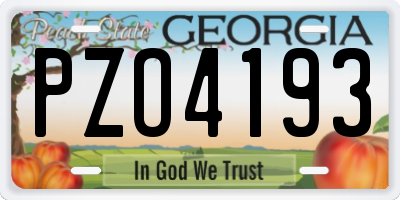 GA license plate PZO4193