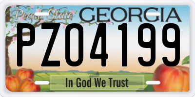 GA license plate PZO4199