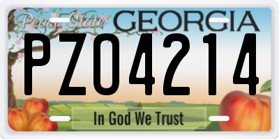 GA license plate PZO4214