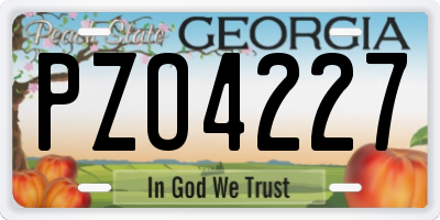 GA license plate PZO4227