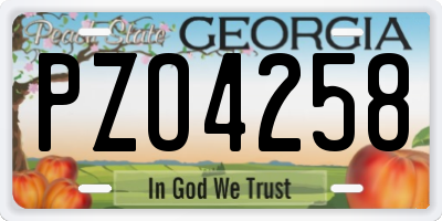 GA license plate PZO4258
