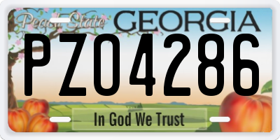 GA license plate PZO4286