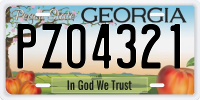 GA license plate PZO4321