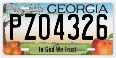 GA license plate PZO4326