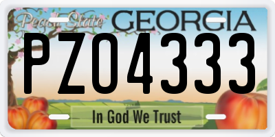 GA license plate PZO4333