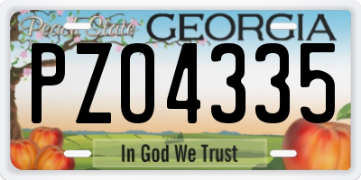 GA license plate PZO4335