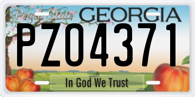 GA license plate PZO4371
