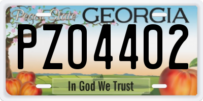 GA license plate PZO4402