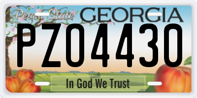GA license plate PZO4430