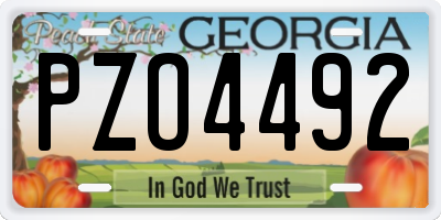 GA license plate PZO4492