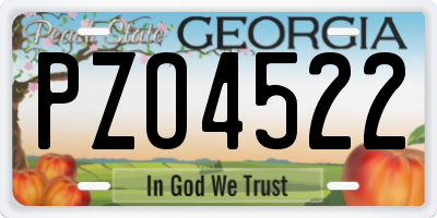 GA license plate PZO4522