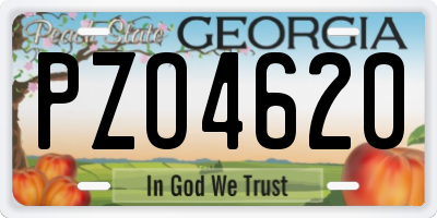 GA license plate PZO4620