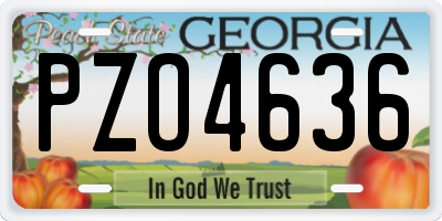 GA license plate PZO4636