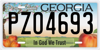 GA license plate PZO4693