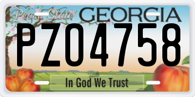 GA license plate PZO4758