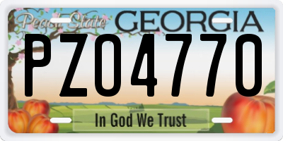 GA license plate PZO4770