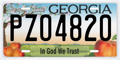 GA license plate PZO4820