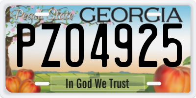 GA license plate PZO4925