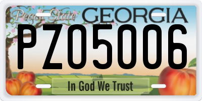 GA license plate PZO5006