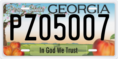 GA license plate PZO5007