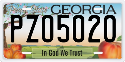 GA license plate PZO5020