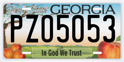 GA license plate PZO5053