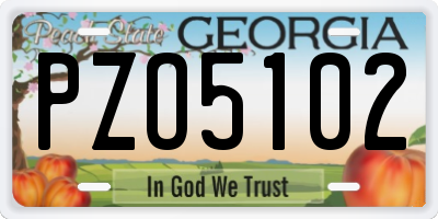 GA license plate PZO5102