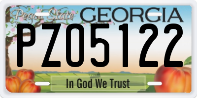 GA license plate PZO5122