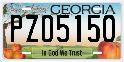 GA license plate PZO5150