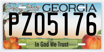 GA license plate PZO5176