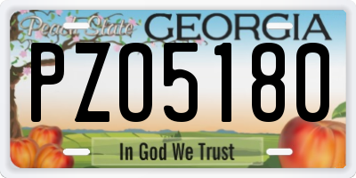 GA license plate PZO5180