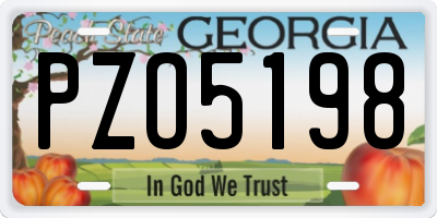 GA license plate PZO5198