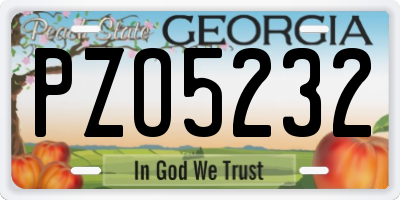 GA license plate PZO5232