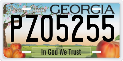 GA license plate PZO5255