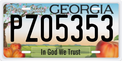 GA license plate PZO5353