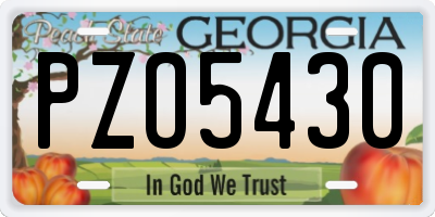 GA license plate PZO5430