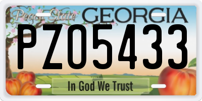 GA license plate PZO5433