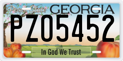 GA license plate PZO5452