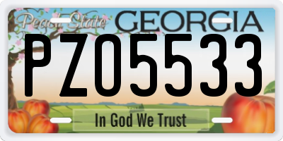 GA license plate PZO5533