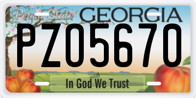 GA license plate PZO5670