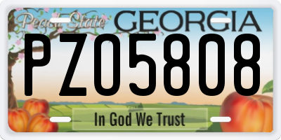 GA license plate PZO5808