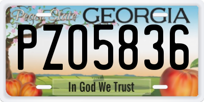 GA license plate PZO5836